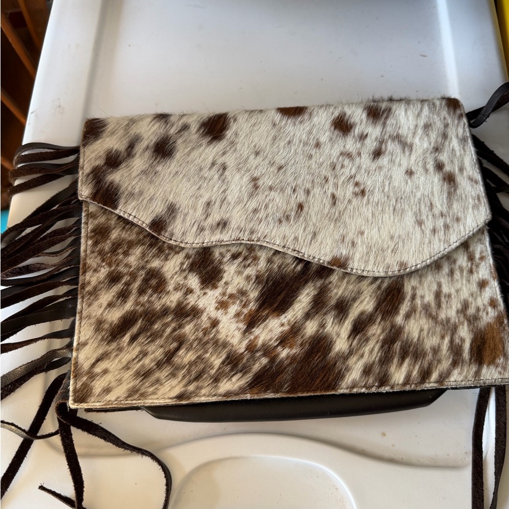 Cowhide Fringe Clutch NO STRAP.